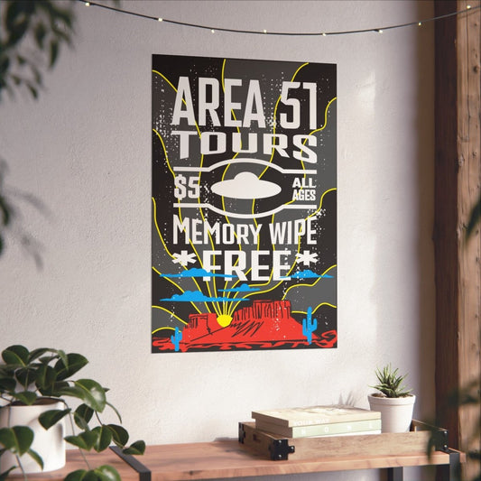 Area 51 Tours Premium Wall Art Print, Desert Alien Memory Wipe