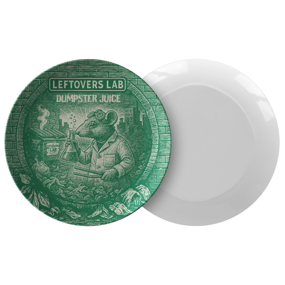 Clever Kitchen Gift Leftovers Lab Rat Plate, 1 or Sets of 2, 4, Funny Foodie Dinner Decorator