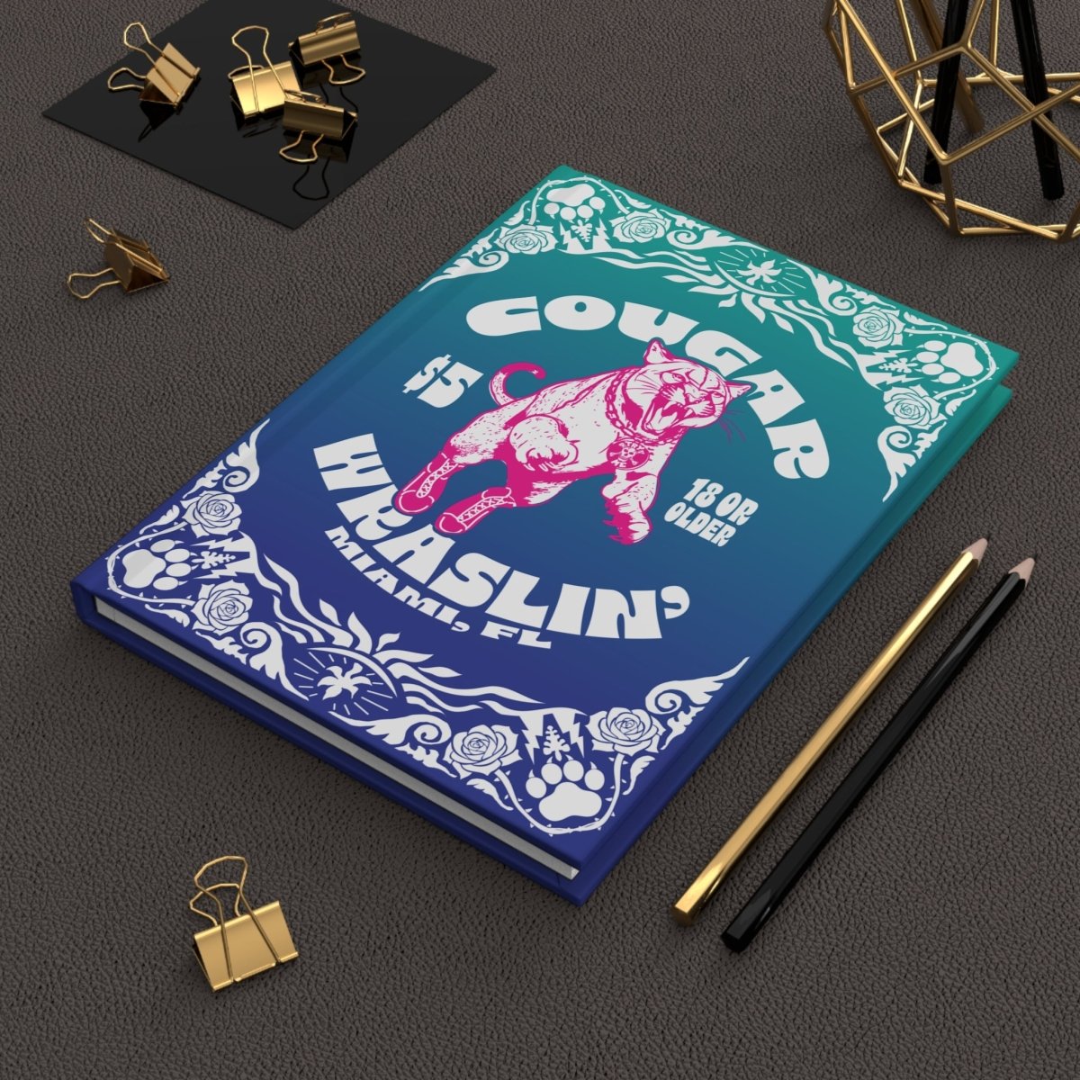 Cougar Wrestling Hardback Journal or Notebook, Funny Gifr For Her