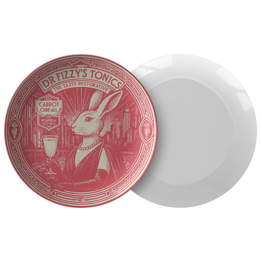 Dining Gift Amor Plate Carrot Cure All Bunny from Dr Fizzy, 1 or Sets of 2, 4, Funny Family Meal and Display