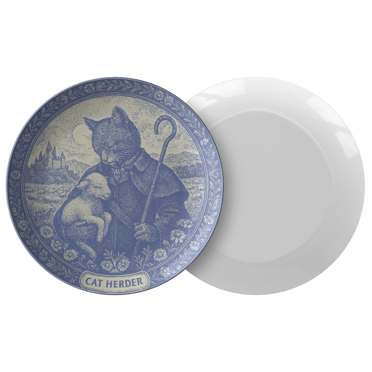 Family Dinner Gift Cat Herder Shepherd Inner Purr Cute Plate for Fun Meals and Decor