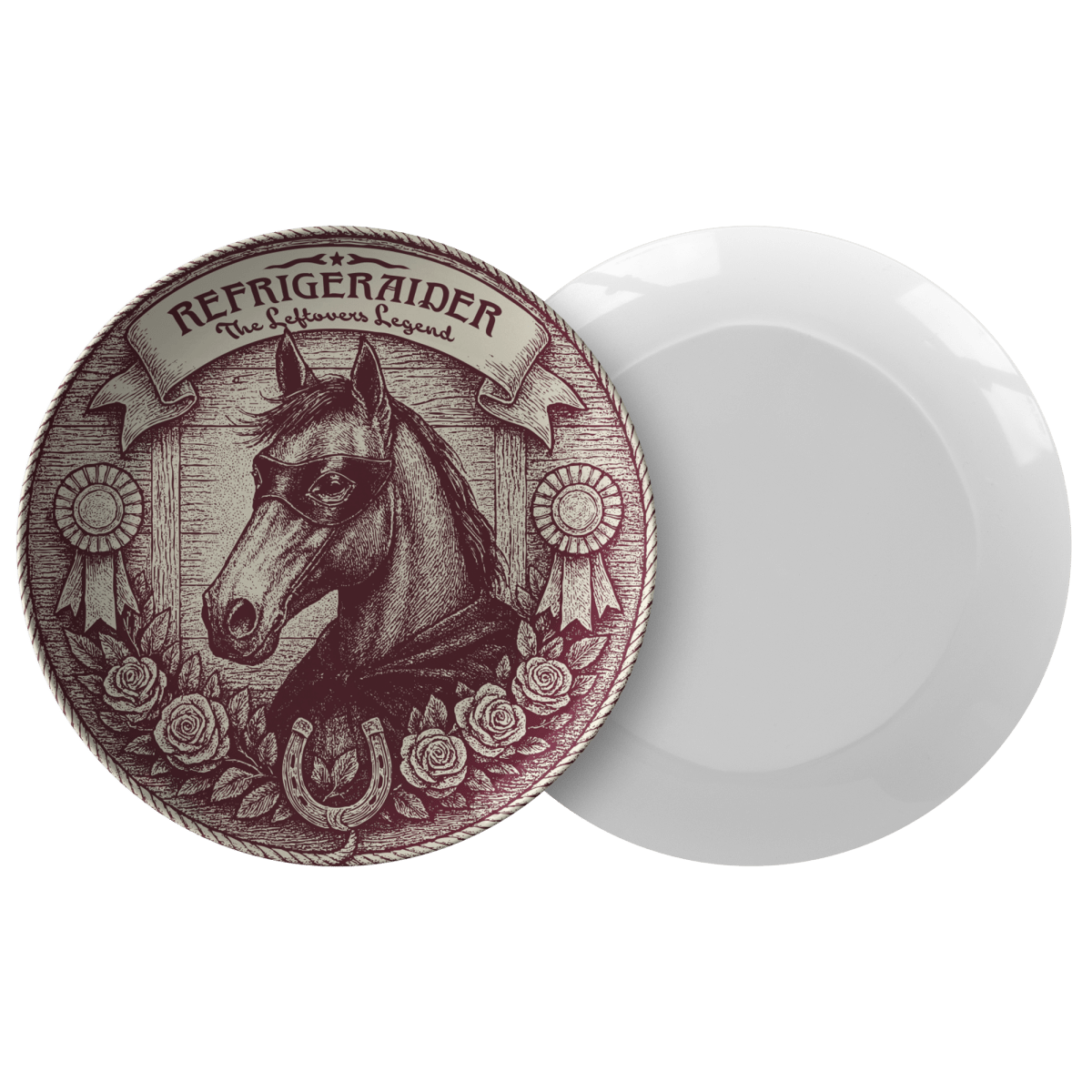 Fridge Raider Gift Hungry Horse Leftovers Lover Funny Teen Eats Plate, 1 or Sets of 2, 4, Fun Meal and Decor