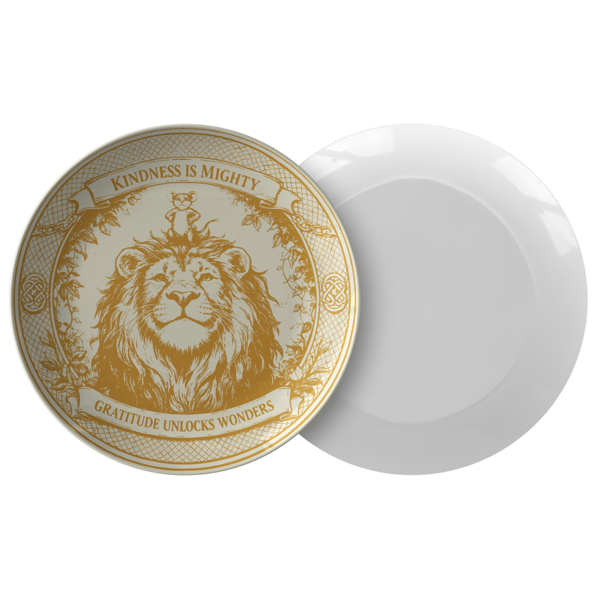 Lion & Mouse Kindness Creates Wonders Aesop Fable Plate for Fun Meals and Decor, Save with Sets