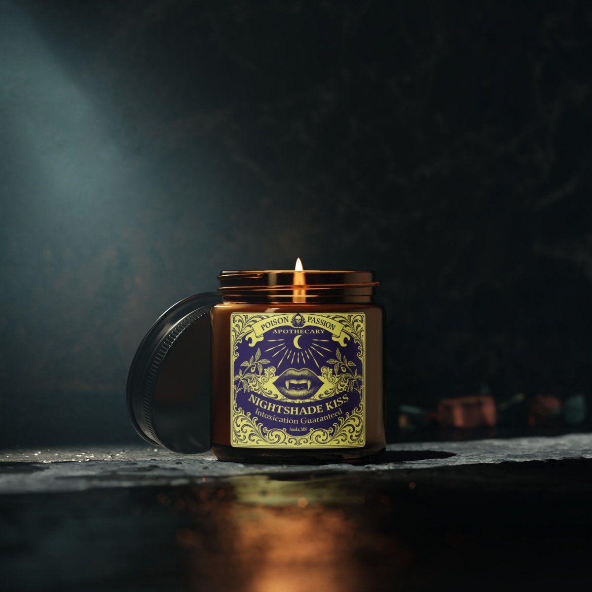 Nightshade Kiss Candle Poison Passion Victorian Gothic, Soy Wax, 6 Scents or Unscented, Halloween Funny Love