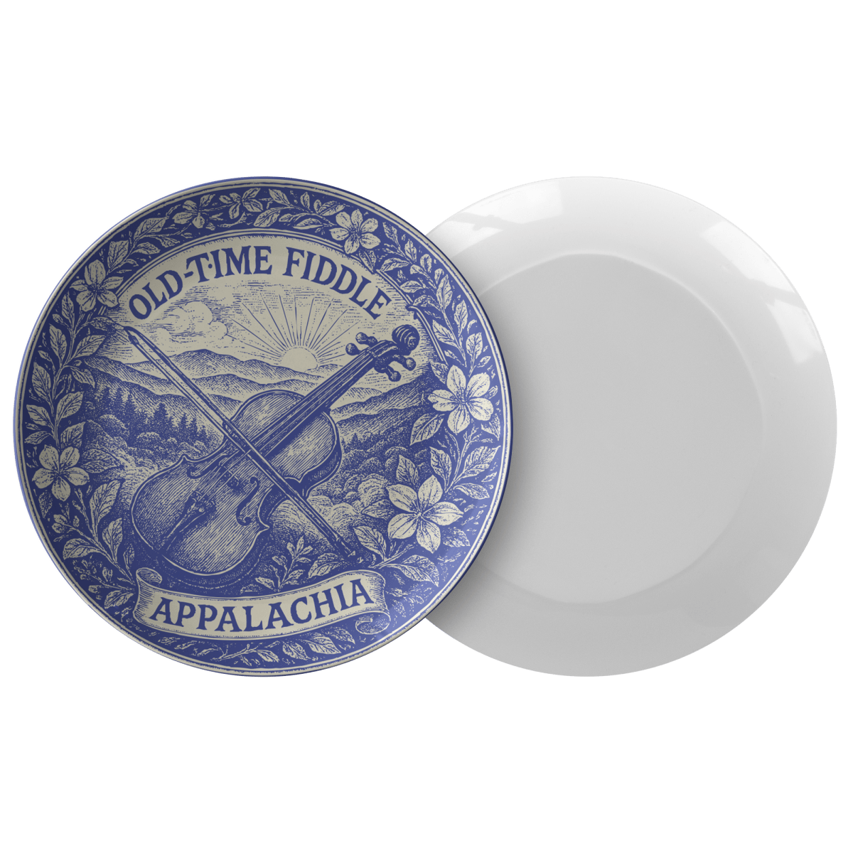Old Time Fiddle Gift Appalachia Bluegrass Roots Music Blue Ridge Mountains Plate, 1 or Sets of 2, 4, Fun Dining and Decor