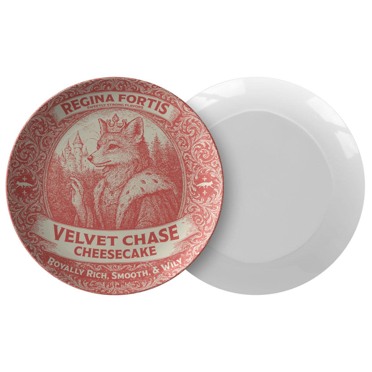 Royal Foxy Gift For Her Plate from Regina Fortis Sweet Strong Flavors Fox, 1 or Sets of 2, 4, Funny Partner Play Dining and Display