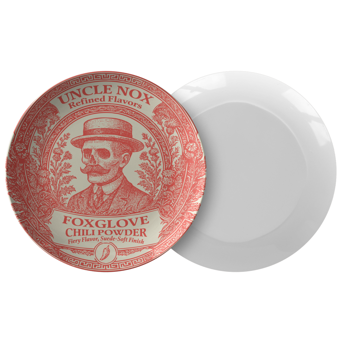 Spicy Foodie Gift Poison Plate Foxglove from Uncle Nox Refined Flavors, 1 or Sets of 2, 4, Dark Funny Kitchen Gift Dining Display
