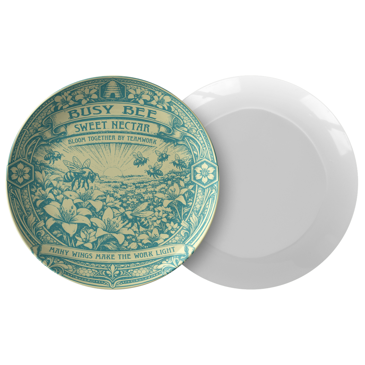Team Work Gift Busy Bee Bloom Together Plate for Fun Meals and Decor, Save with Sets