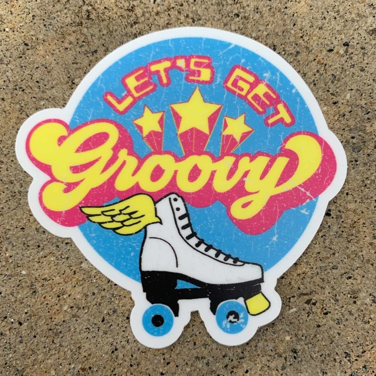 Let's Get Groovy Roller Skate - Premium Stickers, Magnets - Vintage Retro Roller Rink, Roller Derby