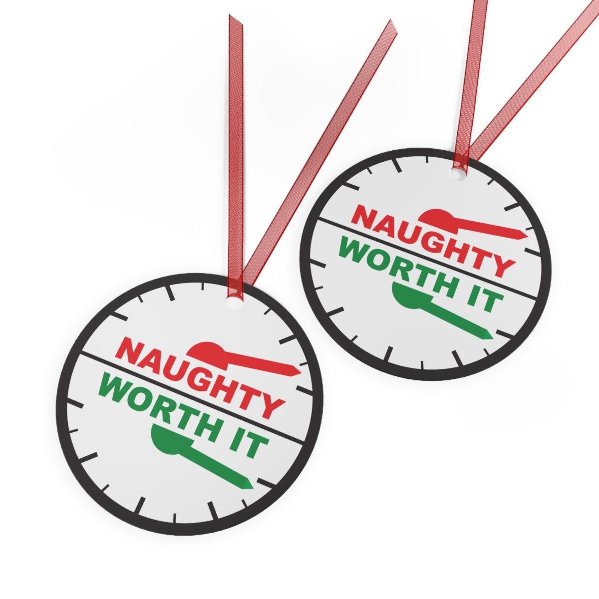 Naughty, Worth It Gauge Christmas Ornament, Aluminum Metal, Funny