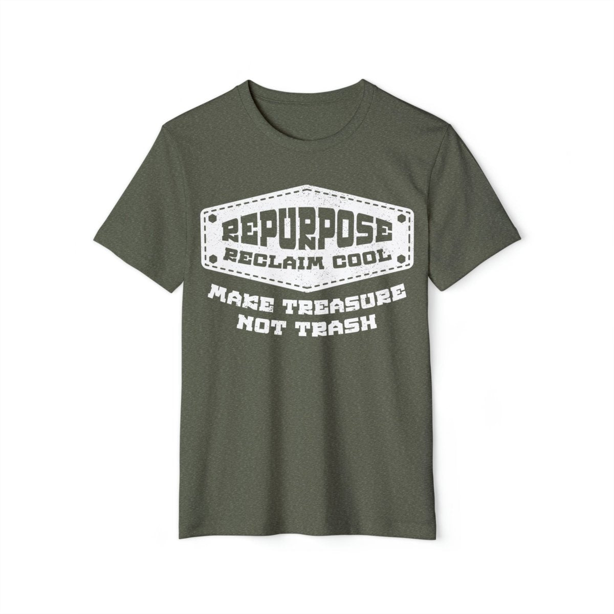 Repurpose Organic Cotton Recycled Polyester Premium T-Shirt, Reclaim Cool, Make Treasure Not Trash, Tree Huggers Union