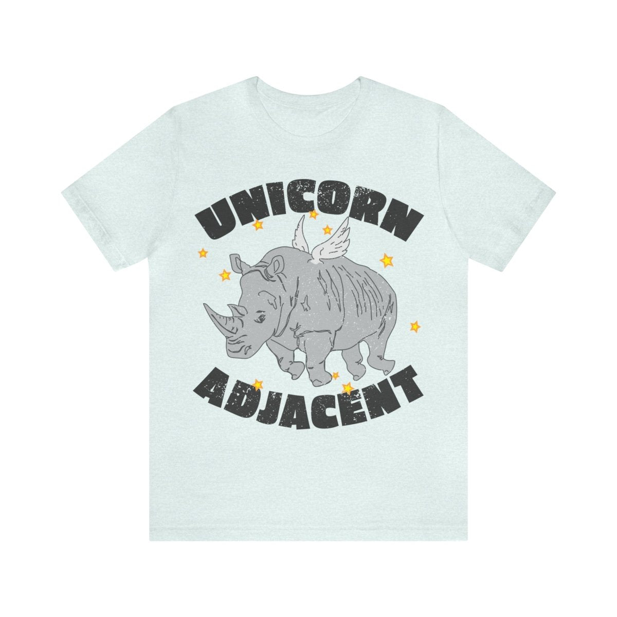 Unicorn Adjacent Premium T-Shirt, Flying Rhino, Beautifully Imperfect, Be Different & Happy