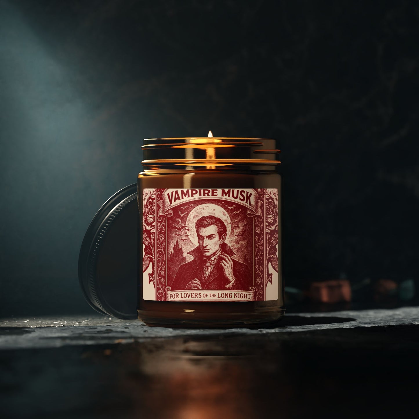 Vampire Movie Fan Gift Monster Musk Soy Candle, Luxury Scents or Unscented, Halloween Funny Fake Gothic Horror Gift