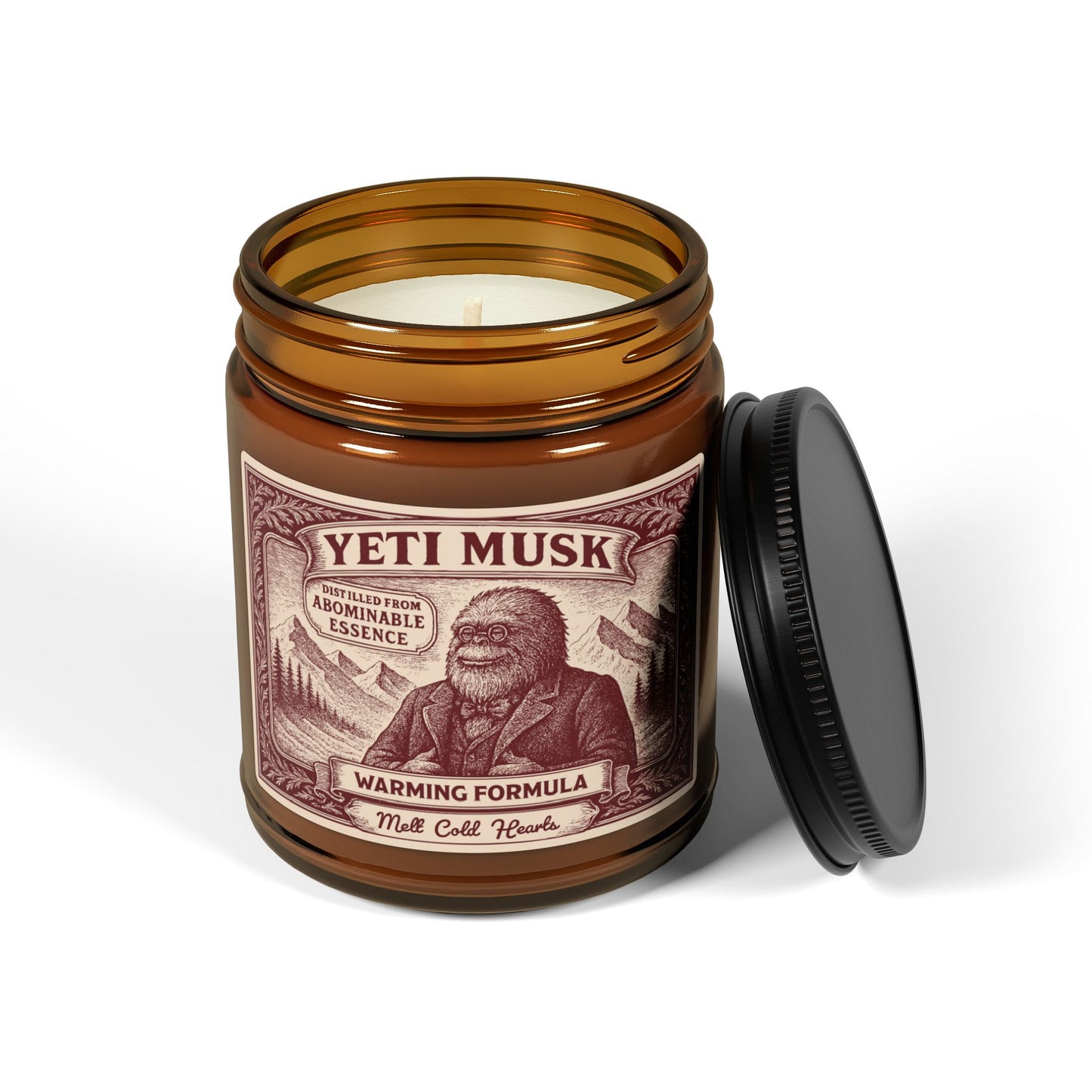 Yeti Mystery Fan Gift Monster Musk Soy Candle, Luxury Scents or Unscented, Halloween Funny Fake Gothic Horror Gift