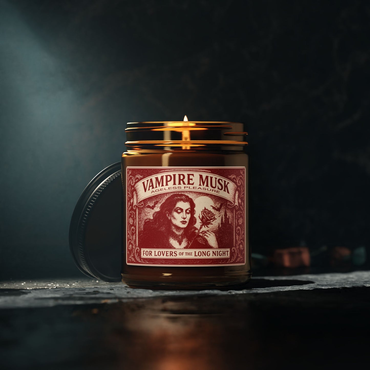 Vampire Movie Fan Gift Monster Musk Queen Soy Candle, Luxury Scents or Unscented, Halloween Funny Fake Gothic Horror Gift