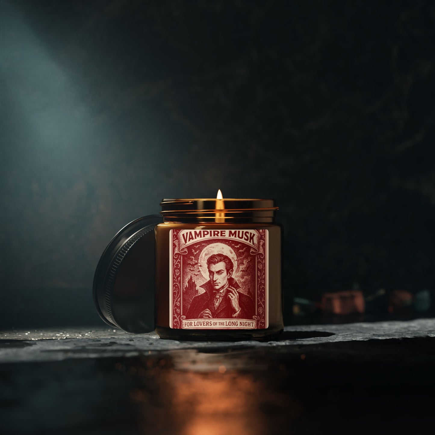 Vampire Movie Fan Gift Monster Musk Soy Candle, Luxury Scents or Unscented, Halloween Funny Fake Gothic Horror Gift