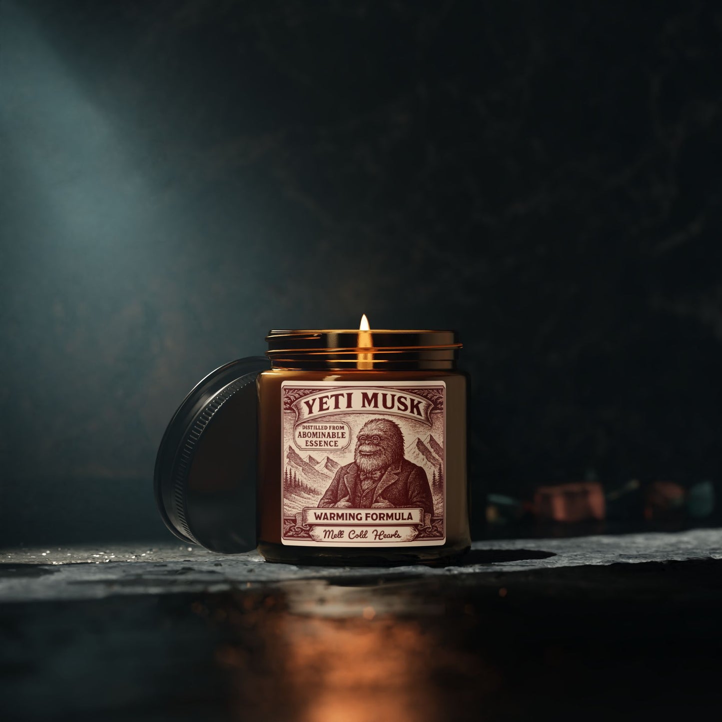 Yeti Mystery Fan Gift Monster Musk Soy Candle, Luxury Scents or Unscented, Halloween Funny Fake Gothic Horror Gift