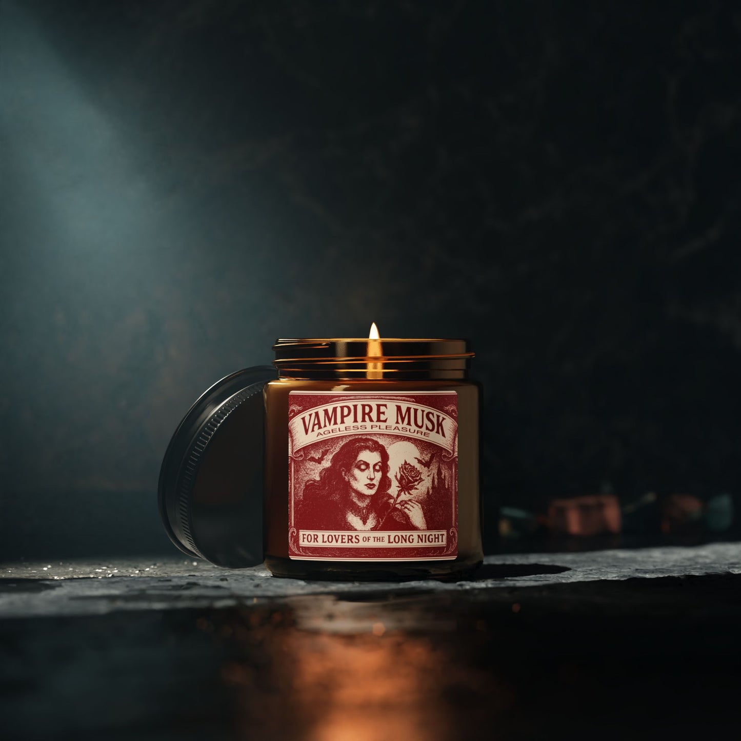 Vampire Movie Fan Gift Monster Musk Queen Soy Candle, Luxury Scents or Unscented, Halloween Funny Fake Gothic Horror Gift