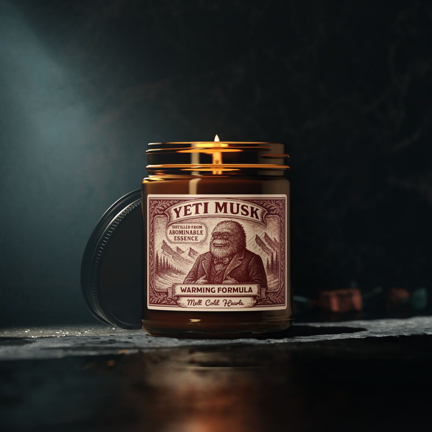 Yeti Mystery Fan Gift Monster Musk Soy Candle, Luxury Scents or Unscented, Halloween Funny Fake Gothic Horror Gift