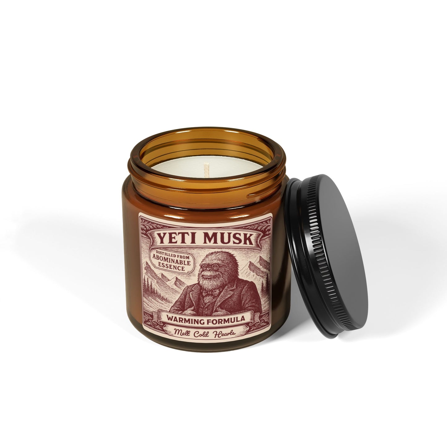 Yeti Mystery Fan Gift Monster Musk Soy Candle, Luxury Scents or Unscented, Halloween Funny Fake Gothic Horror Gift
