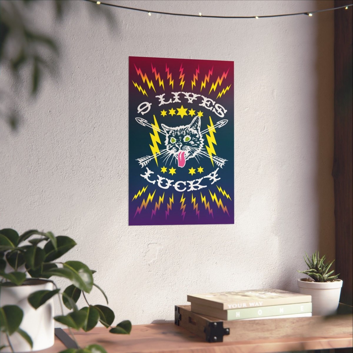 9 Lives Lucky Cat Premium Art Print, Get Super Lucky