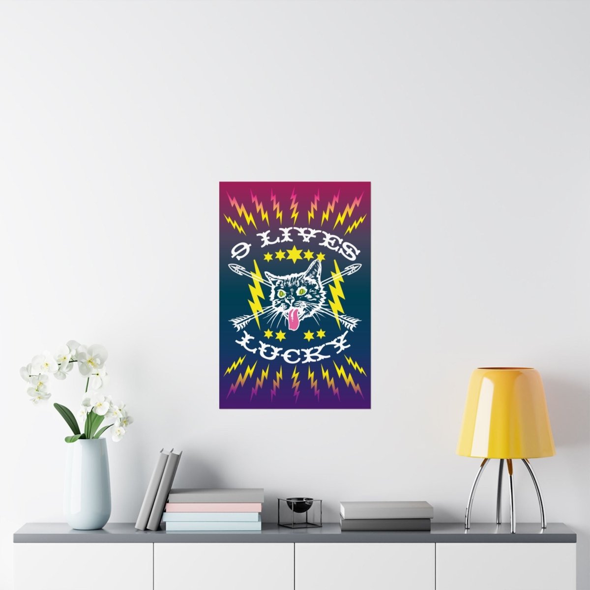 9 Lives Lucky Cat Premium Art Print, Get Super Lucky