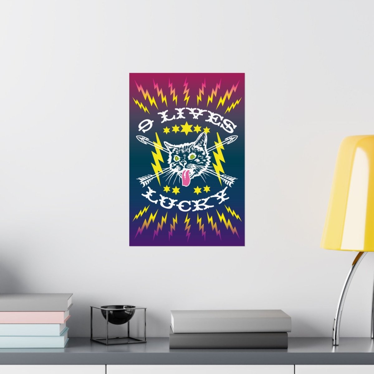 9 Lives Lucky Cat Premium Art Print, Get Super Lucky