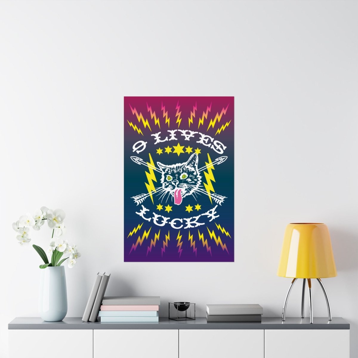 9 Lives Lucky Cat Premium Art Print, Get Super Lucky