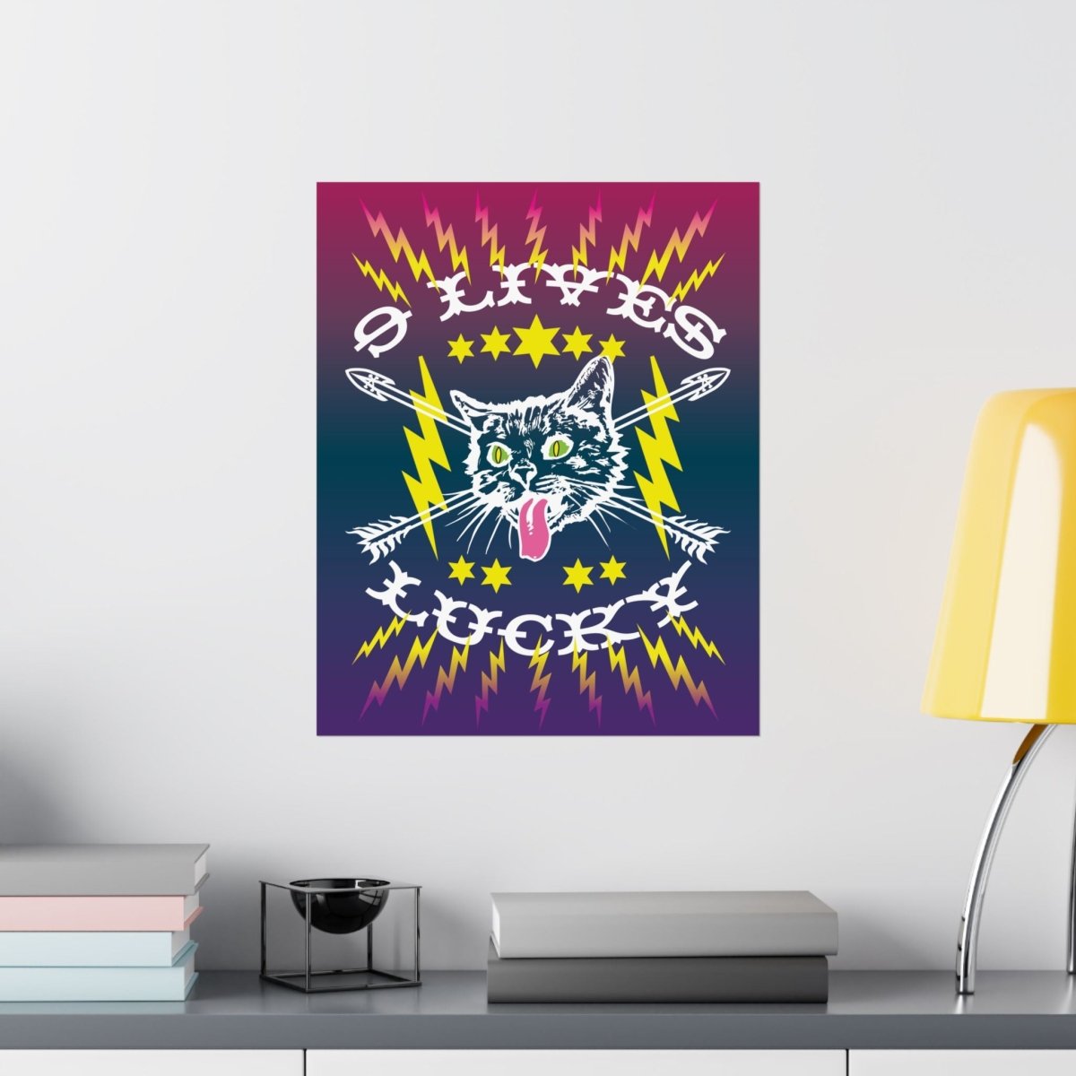 9 Lives Lucky Cat Premium Art Print, Get Super Lucky