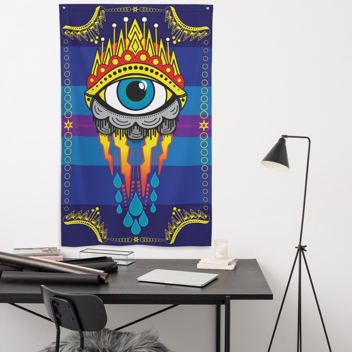 All Seeing Eye Flag, Tattoo Style Art Decor, Cool Wall Hanging, Mystic, Psychic, Empath Gift