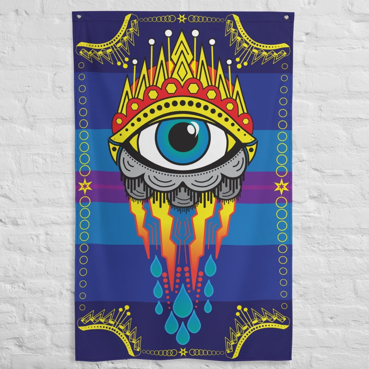 All Seeing Eye Flag, Tattoo Style Art Decor, Cool Wall Hanging, Mystic, Psychic, Empath Gift