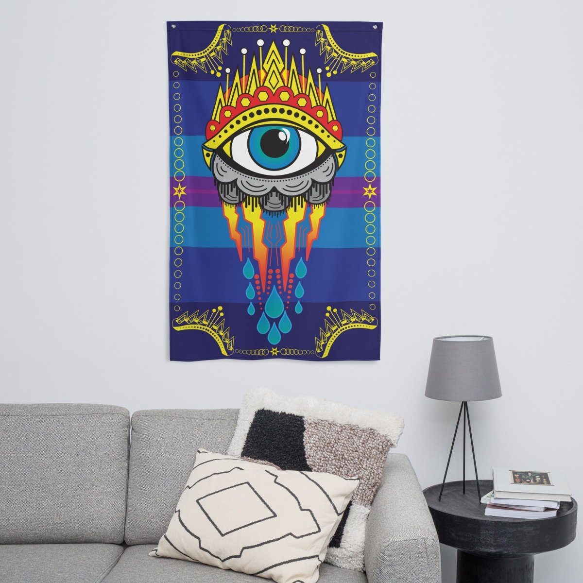 All Seeing Eye Flag, Tattoo Style Art Decor, Cool Wall Hanging, Mystic, Psychic, Empath Gift