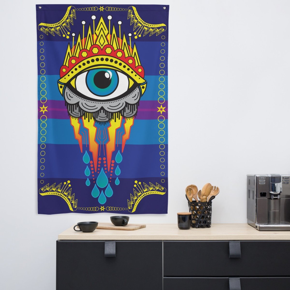 All Seeing Eye Flag, Tattoo Style Art Decor, Cool Wall Hanging, Mystic, Psychic, Empath Gift