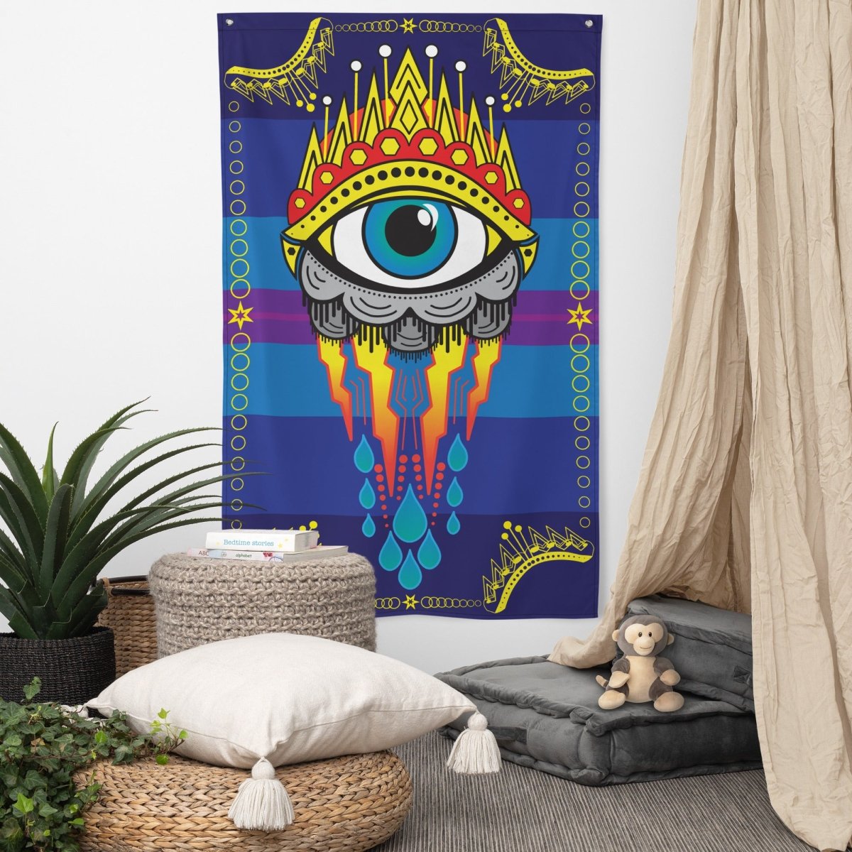 All Seeing Eye Flag, Tattoo Style Art Decor, Cool Wall Hanging, Mystic, Psychic, Empath Gift