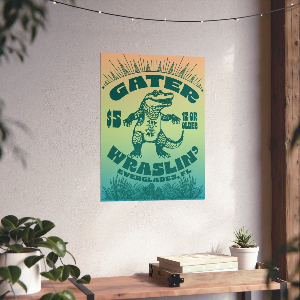 Alligator Wrestling Premium Art Print, Funny, Florida