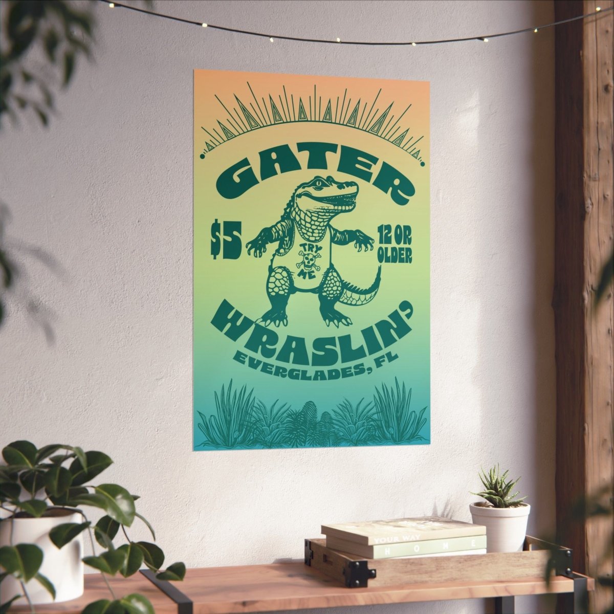 Alligator Wrestling Premium Art Print, Funny, Florida