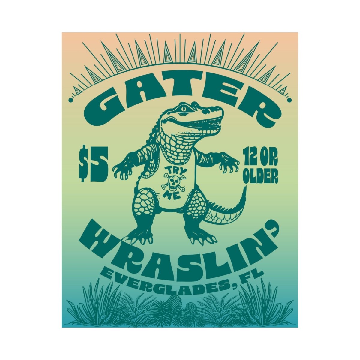 Alligator Wrestling Premium Art Print, Funny, Florida