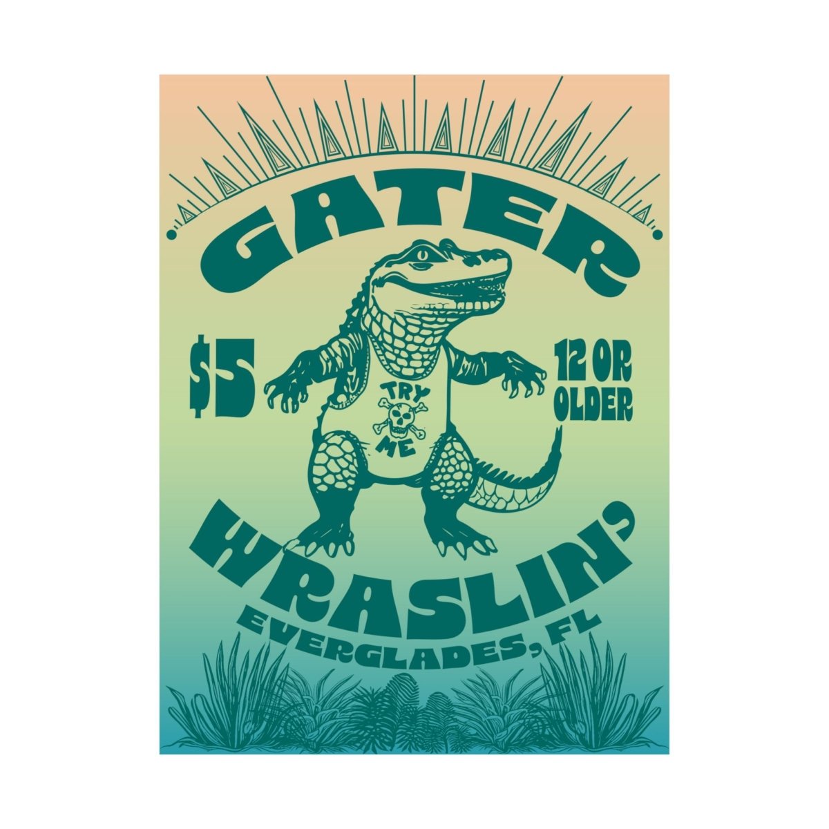 Alligator Wrestling Premium Art Print, Funny, Florida