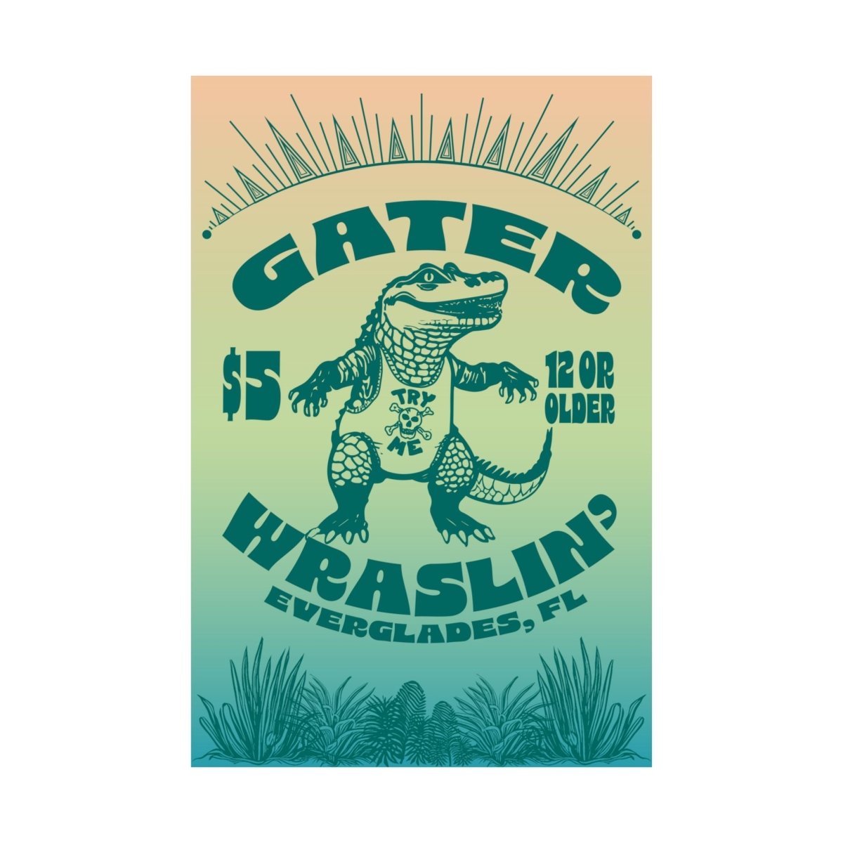 Alligator Wrestling Premium Art Print, Funny, Florida