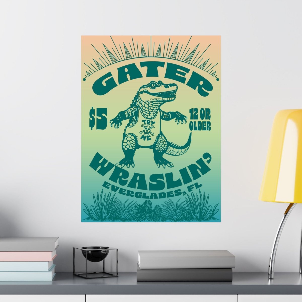 Alligator Wrestling Premium Art Print, Funny, Florida