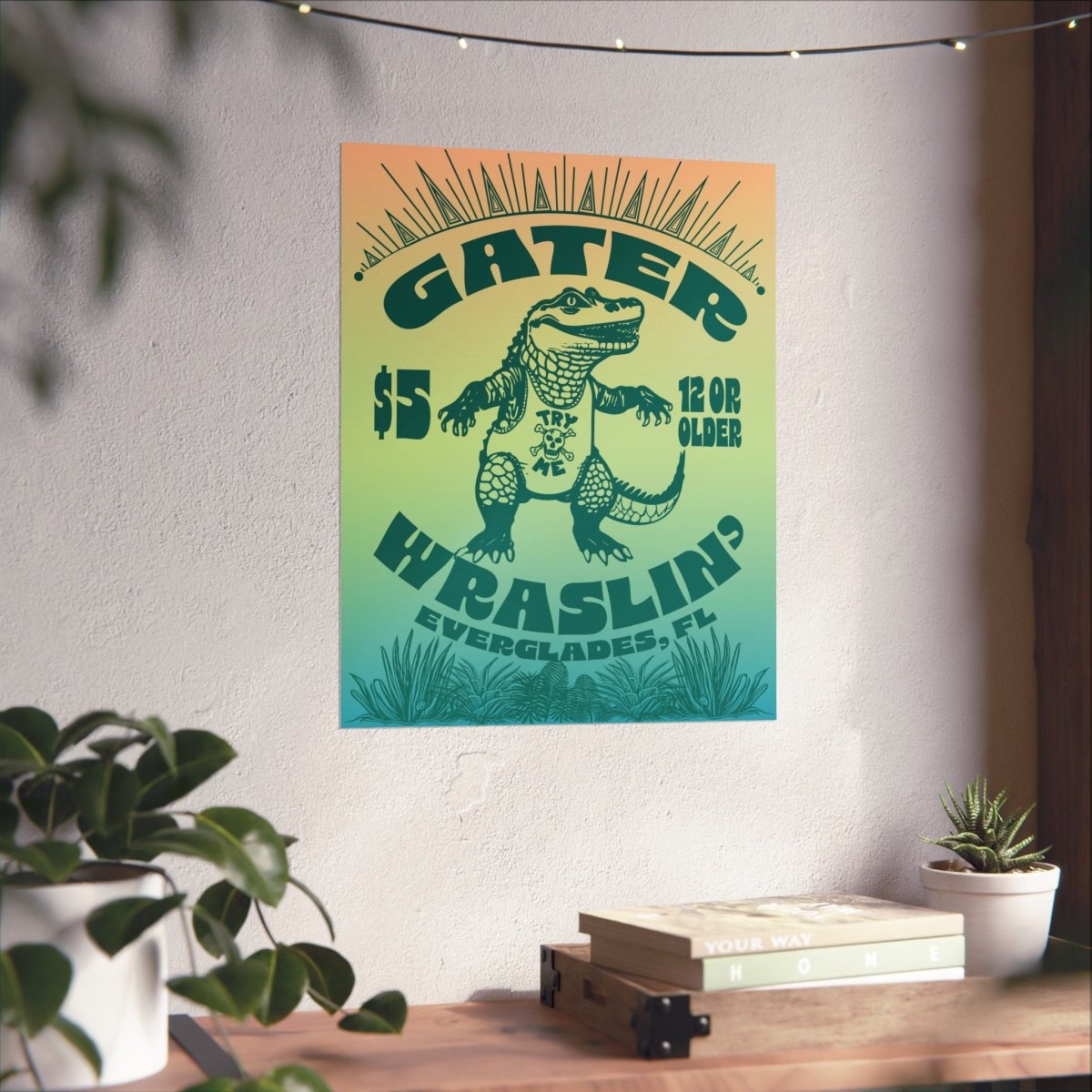 Alligator Wrestling Premium Art Print, Funny, Florida