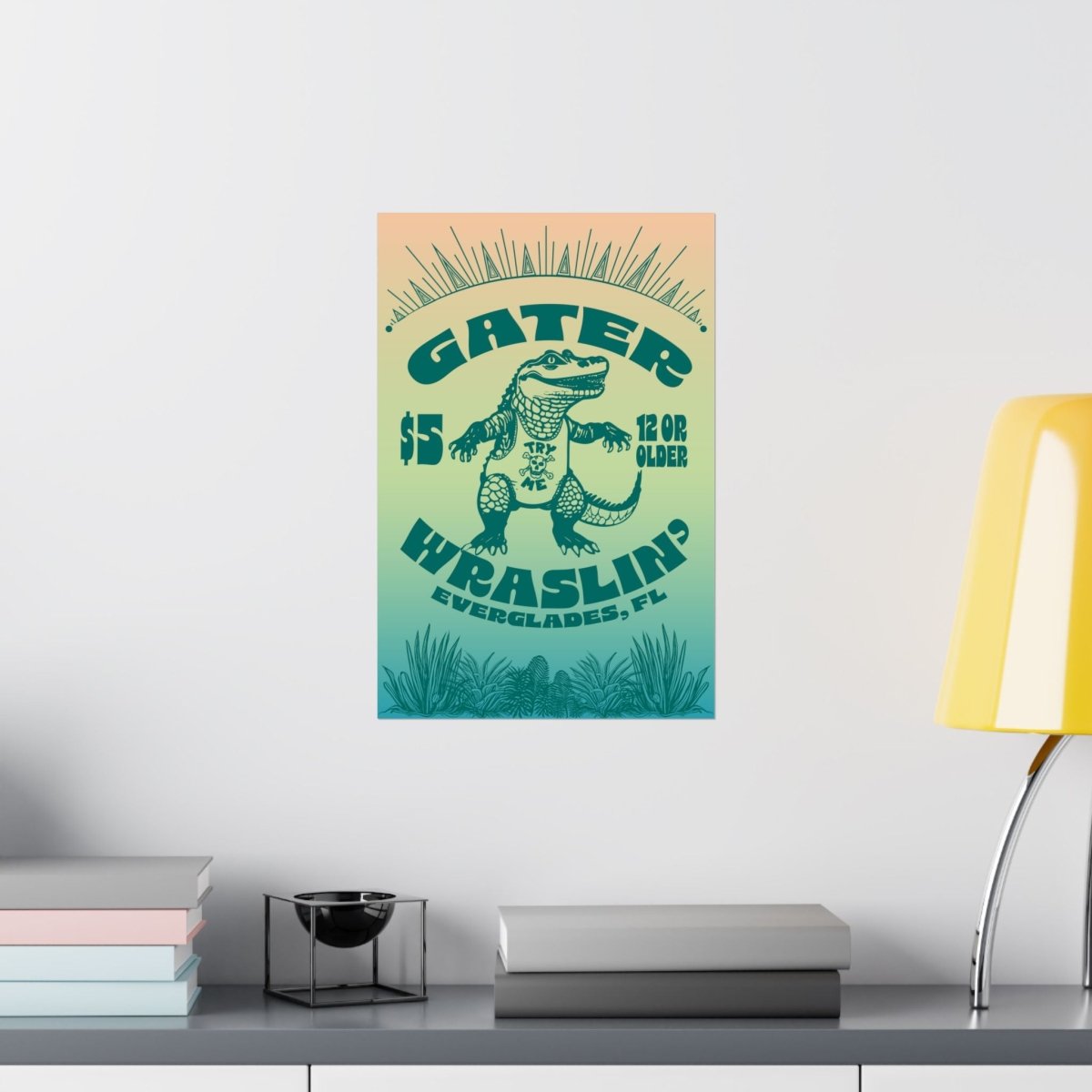 Alligator Wrestling Premium Art Print, Funny, Florida