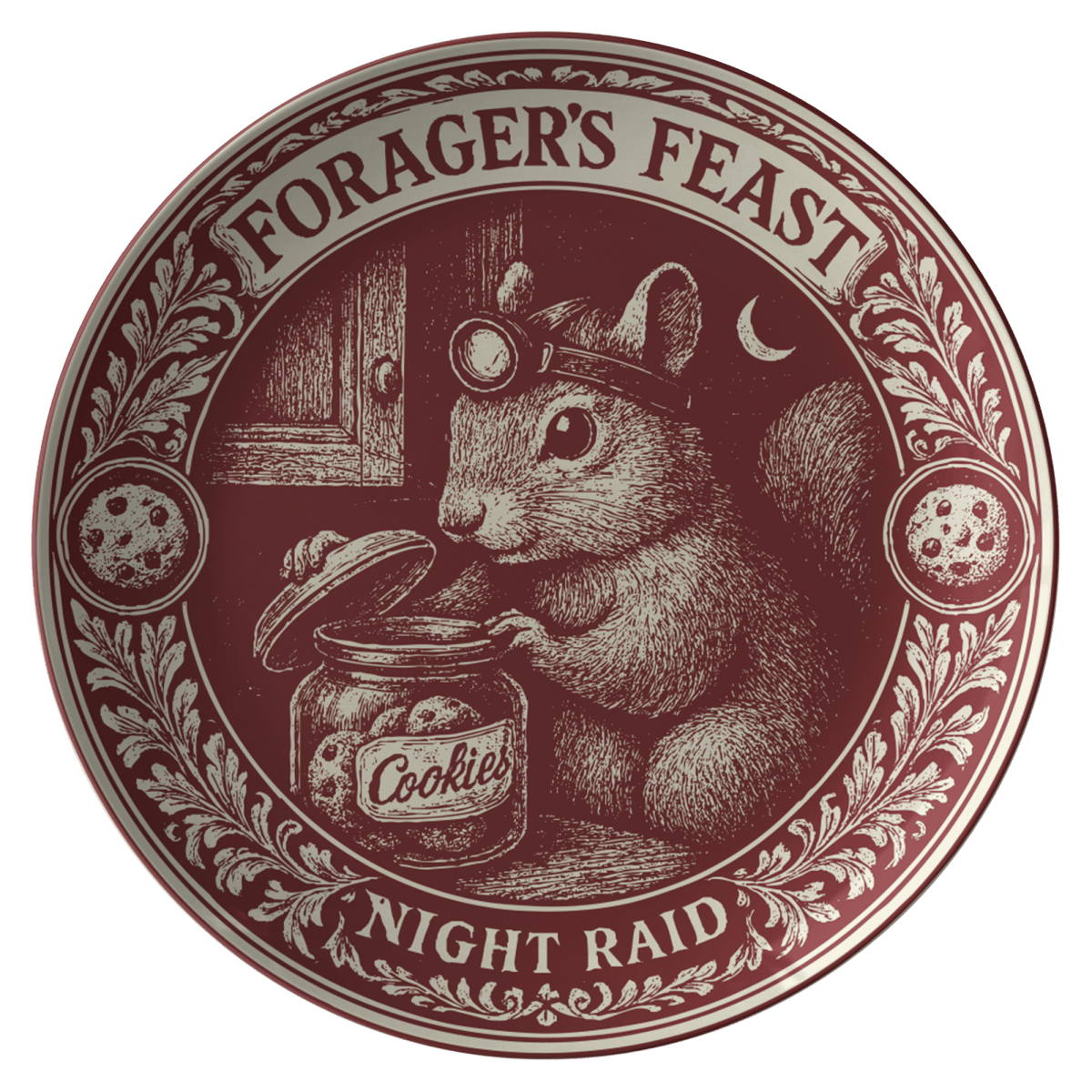 Always Hungry Gift Food Forager Squirrel Chocolate Chip Cookies Plate for Fun Dining and Decor