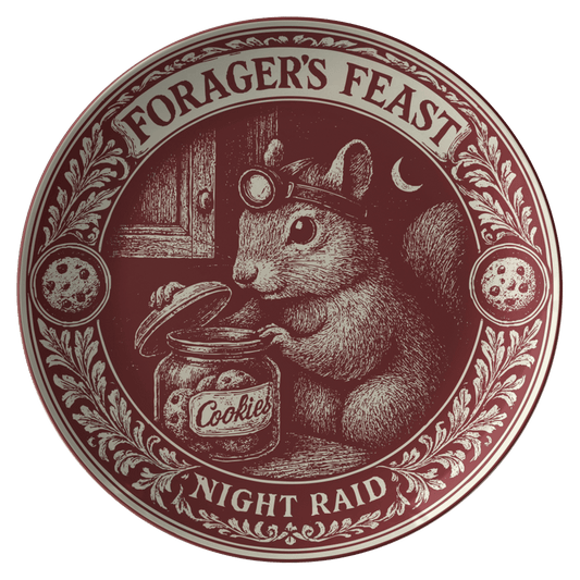 Always Hungry Gift Food Forager Squirrel Chocolate Chip Cookies Plate for Fun Dining and Decor