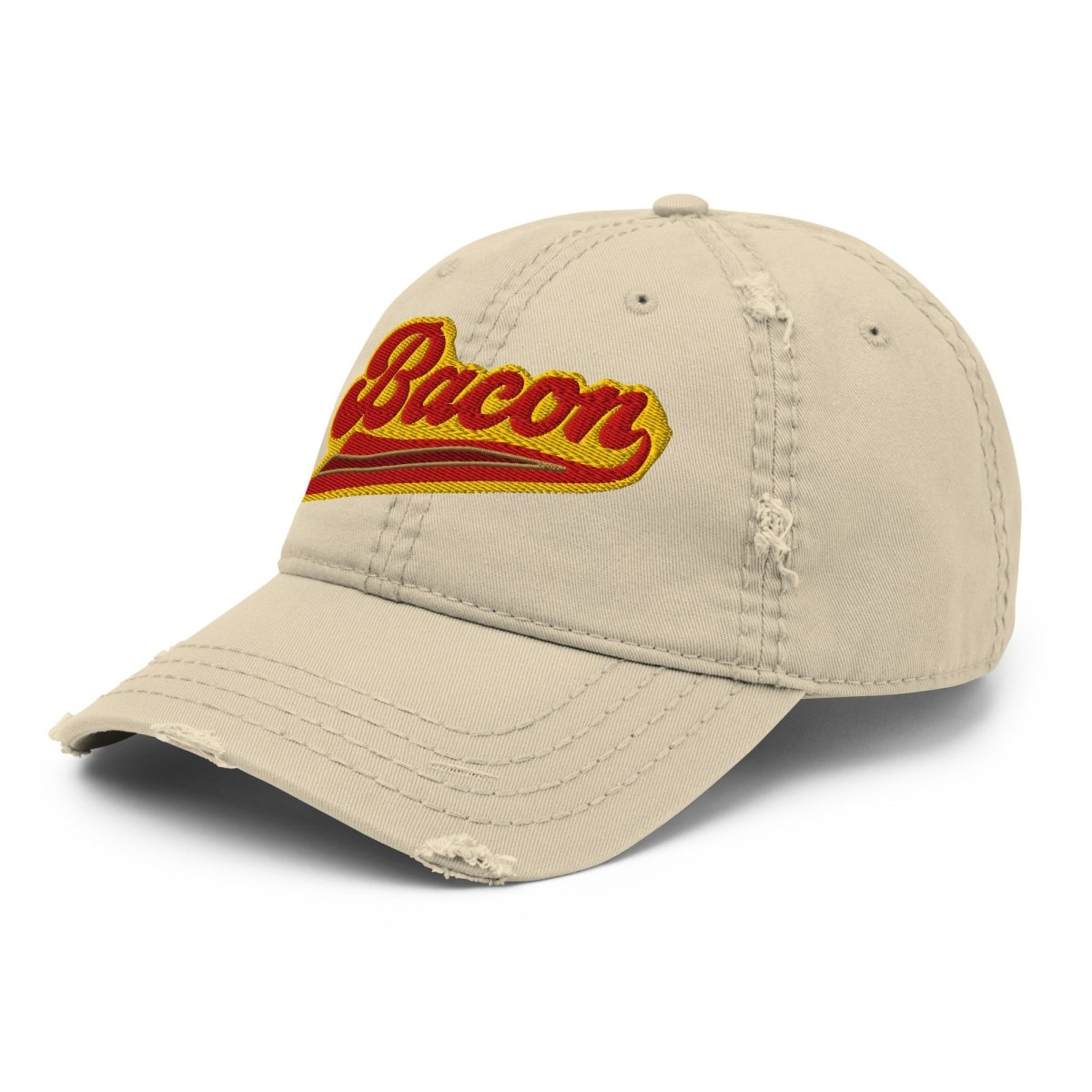 Bacon Team Distressed Dad Hat, Sport Sizzle Eating Flavor Favorite Fried Food
