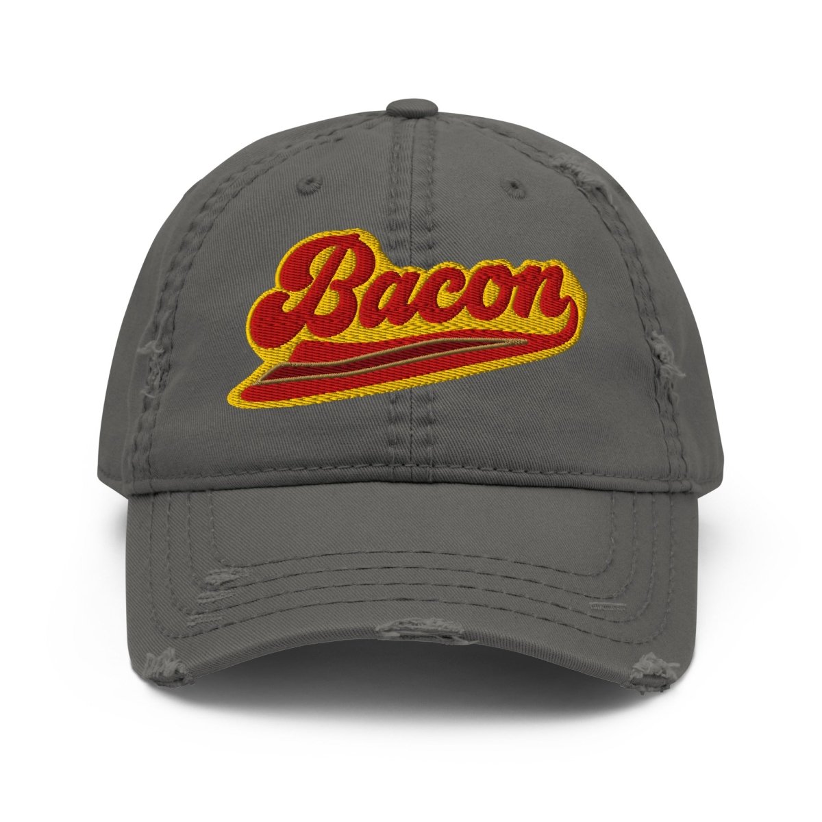 Bacon Team Distressed Dad Hat, Sport Sizzle Eating Flavor Favorite Fried Food