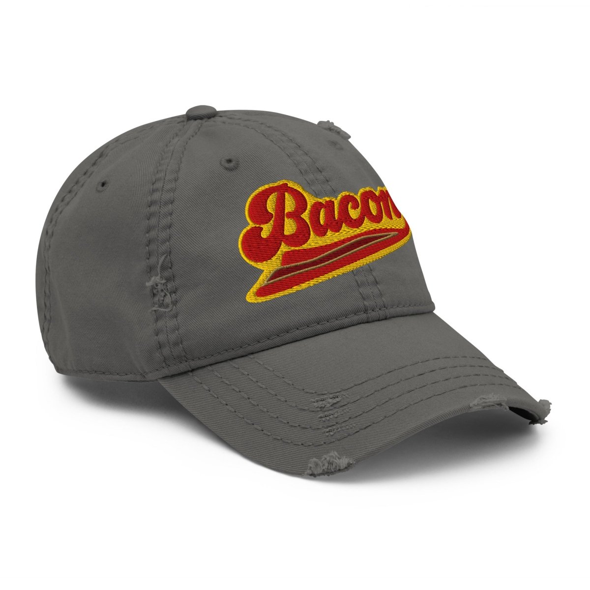 Bacon Team Distressed Dad Hat, Sport Sizzle Eating Flavor Favorite Fried Food