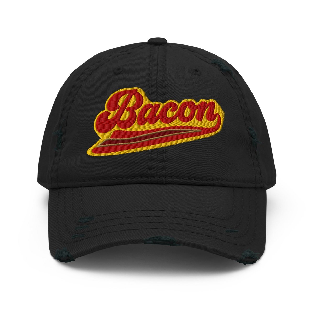 Bacon Team Distressed Dad Hat, Sport Sizzle Eating Flavor Favorite Fried Food