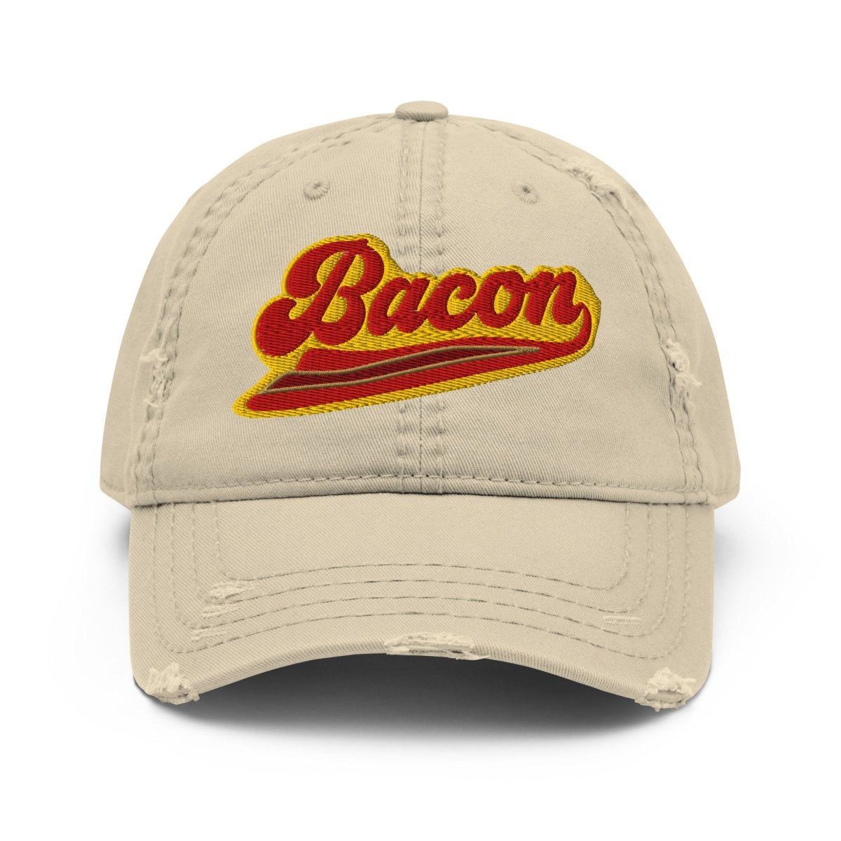 Bacon Team Distressed Dad Hat, Sport Sizzle Eating Flavor Favorite Fried Food