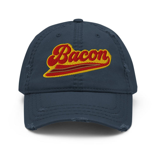 Bacon Team Distressed Dad Hat, Sport Sizzle Eating Flavor Favorite Fried Food